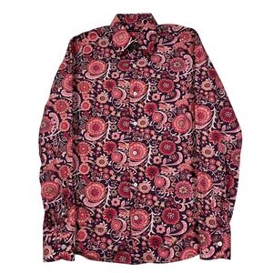 Tom Ford Mens Floral Cotton Button Down Shirt Pink Purple Size 38 15